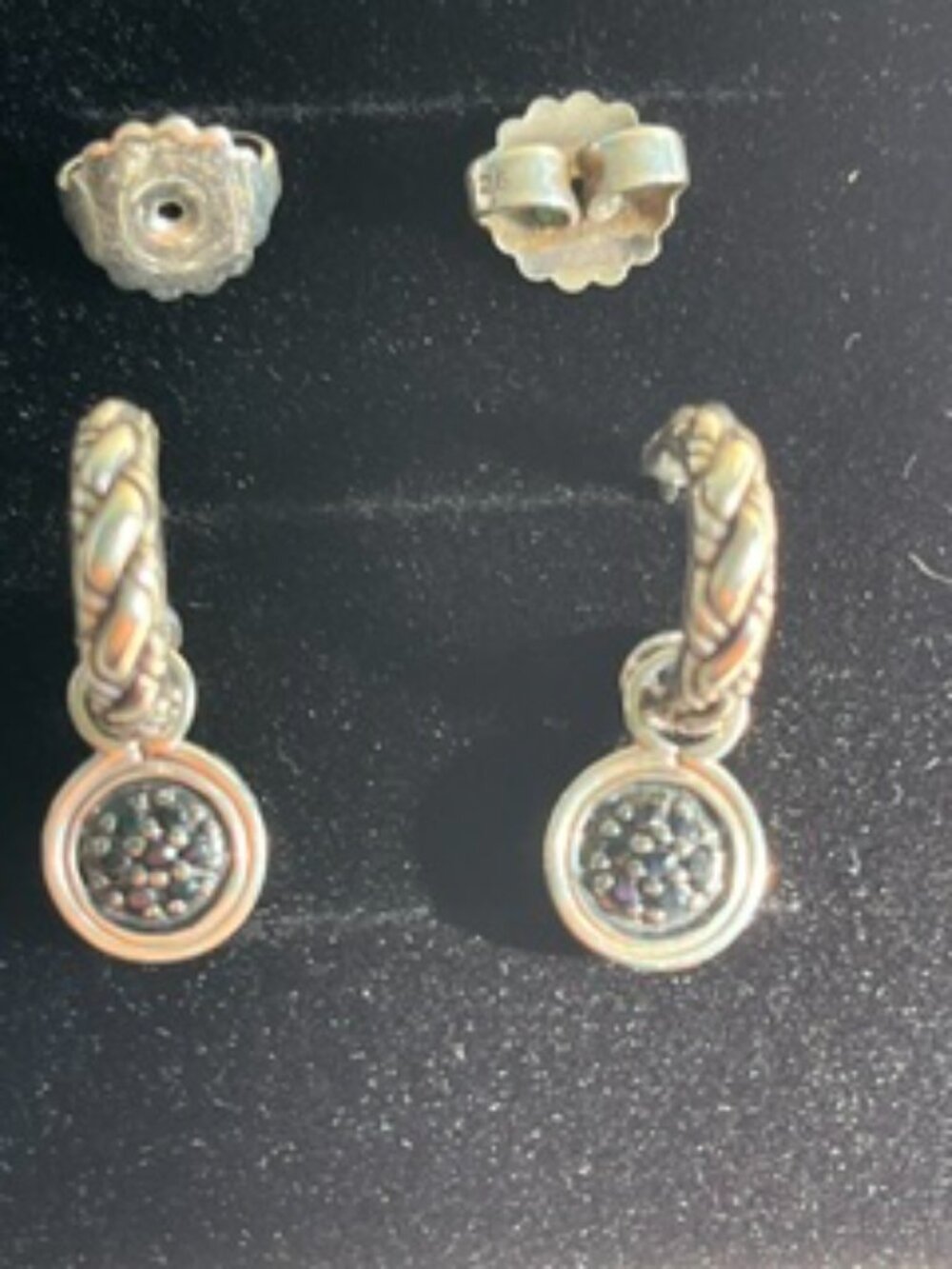 John Hardy Kali Lava Dangle Earrings Black Sapphire